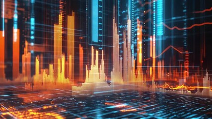Digital financial data analyzing stock market performance - Powered by Adobe