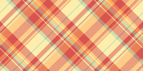 Countryside textile tartan seamless, december vector check pattern. India plaid background texture fabric in yellow and red colors.