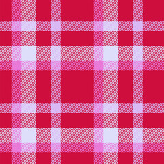 Repeating texture vector tartan, print seamless plaid textile. Simple fabric background check pattern in light and red colors.