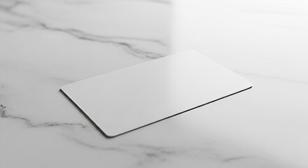 Elegant White Business Card Mockup on Marble Surface.