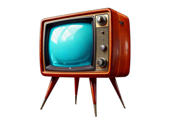 Classic retro tv show displayed, isolated on transparent or white background