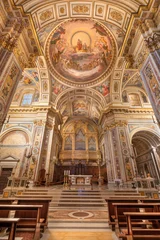 Selbstklebende Fototapeten Jesus Christus CAVA DE TIRRENI, ITALY - OCTOBER 7, 2025: The presbyter of the church Abbazia Santissima Trinita with the frescoes by Vincenzo Morani (cca 1860).  © Renáta Sedmáková
