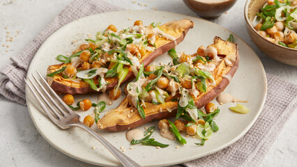Tahini Stuffed Sweet Potato