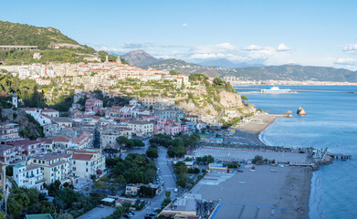 Vietri sul mare - Amalfi coast - The city panorama with the beach.
