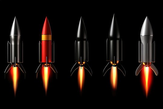 The image features a series of sleek and colorful rocket ships, each with engaging designs, launching into the cosmos, symbolizing dreams and adventures in a bold way.