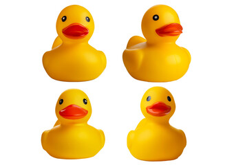 Set Yellow Rubber Duck isolated on a transparent or white background