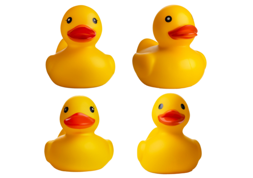 Set Yellow Rubber Duck isolated on a transparent or white background