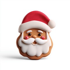 Fototapeta premium Festive Christmas Santa Cookie with Cheery Holiday Design, Adorable Gingerbread Shape, Tasty Seasonal Treat for Celebration and Holiday Decor