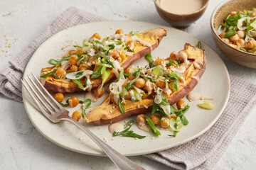 Tahini Stuffed Sweet Potato