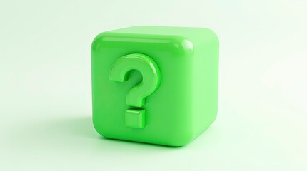 3D green mystery box with question marks icon