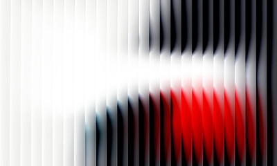 White, black and red ribbed abstract background with glass effect, corrugated iridescent color gradient. Vector illustration