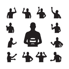 Diverse People Silhouettes Showcase Expressive Gestures