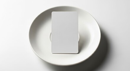 Minimalist Presentation - Blank Card on White Plate for Mockup.
