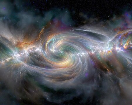 Colorful Spiral Galaxy Nebula In Deep Space - Powered by Adobe