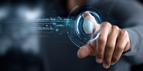 Biometric security access fingerprint identification for personal privacy protection in cyber environments scanning data for enhanced security concept