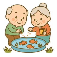 Cute watercolor elderly couple illustrations featuring sweet senior pairs in soft, hand-painted tones. Gentle, heartwarming poses on a clean white background&mdash;perfect for greeting cards, family themes,