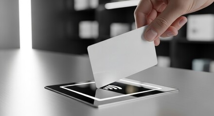 Contactless Payment with Card on Modern Tablet Device.