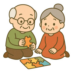 Cute watercolor elderly couple illustrations featuring sweet senior pairs in soft, hand-painted tones. Gentle, heartwarming poses on a clean white background&mdash;perfect for greeting cards, family themes,