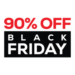 Black Friday Sale banner offering 90% OFF. Bold, modern design with black 
