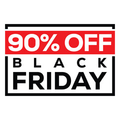 Black Friday Sale banner offering 90% OFF. Bold, modern design with black 