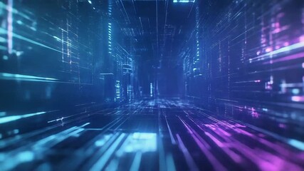 Digital information processing in a futuristic technology data tunnel - Powered by Adobe