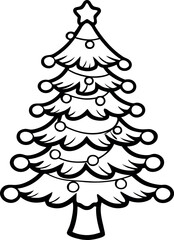 Christmas tree with star topper. Flat vector style on transparent background