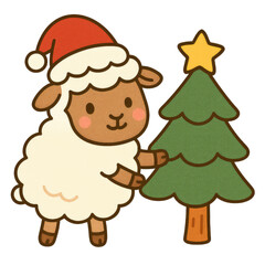 Cute watercolor Christmas farm elements featuring hand-painted farm animals, barns, trees, wreaths, and festive decorations. Soft pastel tones on a clean white background&mdash;perfect for holiday clipart.