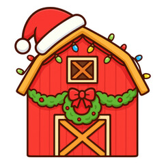 Cute watercolor Christmas farm elements featuring hand-painted farm animals, barns, trees, wreaths, and festive decorations. Soft pastel tones on a clean white background&mdash;perfect for holiday clipart.