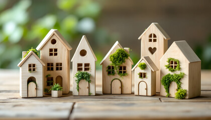 Wooden model city for eco-labeling and clean building