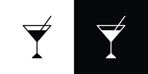 Cocktail icon, outline vector sign, linear and solid style. vector symbol on white background