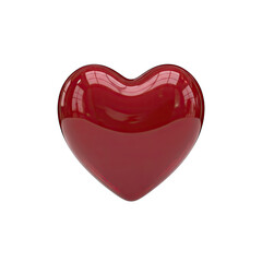 Glossy Red Heart Shape on Transparent Background Reflecting Light with Smooth Surface and Deep Color Saturation symbolizing Love and Romance