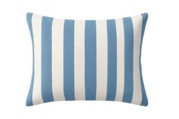 Blue and white striped cushion pillow on transparent background