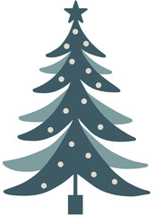 Abstract Christmas tree with cool tone colors. Merry Christmas and Happy New Year. Illustration concepts for background, card, banner, marketing material.