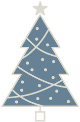 Abstract Christmas tree with cool tone colors. Merry Christmas and Happy New Year. Illustration concepts for background, card, banner, marketing material.