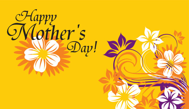  happy Mother s Day Abstract floral background vector illustration with pink and yellow flower blossom design pattern