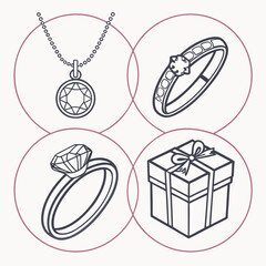 Jewelry and Gift Icons vector ring