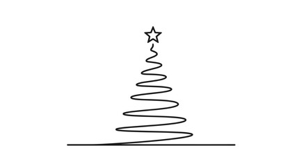 Simple abstract Christmas tree drawing with a star on top and a single line base.