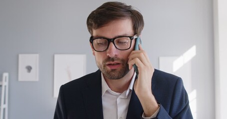 Unsuccessful businessman, annoyed with phone call man, busy work feels angry getting bad news, problems with client, upset employee troubles after big job mistake, dissatisfied entrepreneur fail - Powered by Adobe