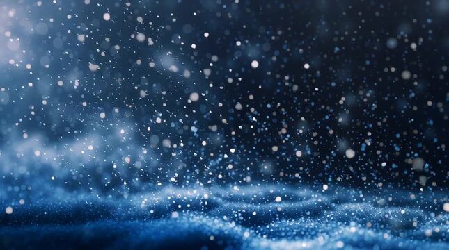 As the snowflakes continue to fall, a light draws the minimalist silhouette of a Christmas tree
