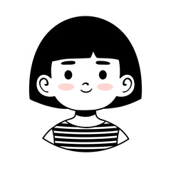 Minimal cute line avatar of a smiling girl. Perfect for apps, profiles, branding, educational platforms, kid focused products, social media identities and friendly digital interfaces.