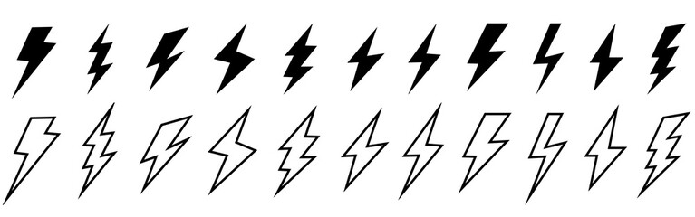 grass silhouette isolated on white, Lightning bolt icon. Flash symbol, thunderbolt, blitz lightnings strike sign. Electric energy black silhouettes, power concept. Vector isolated dynamic sports logo 