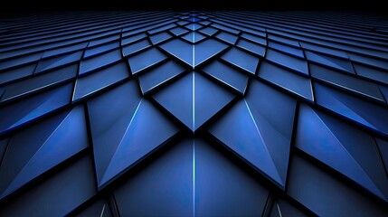 Abstract geometric pattern of dark blue, overlapping triangles.