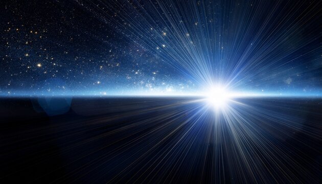 Lens Flare Effect In Space 3D Render