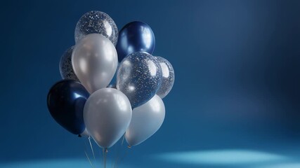 Colorful balloons for celebrations, perfect for parties and festive events, with a blue background - Powered by Adobe