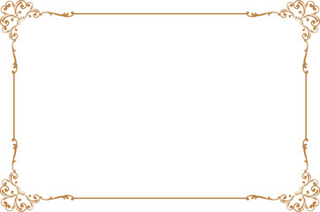 Elements of ornate vintage frames. Border gold on white classic swirls, floral motifs. Design print for greeting cards, wedding invitations, restaurant menu, royal certificates. Set 1453