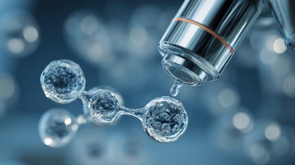 microscope observing clear molecular structure fluid