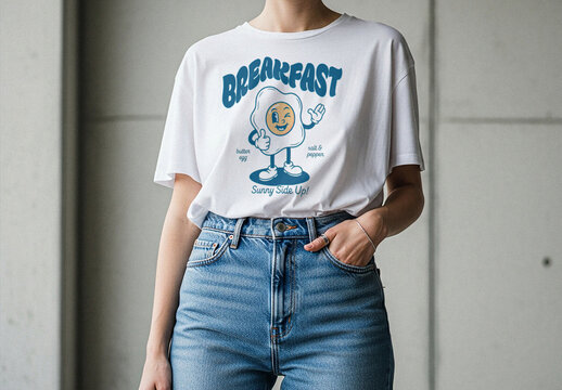 White Loose T-shirt Mockup