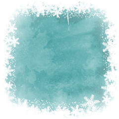 christmas snowflake border on watercolor background 