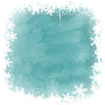 christmas snowflake border on watercolor background 