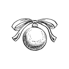 Festive christmas bauble. Hand drawn illustration.